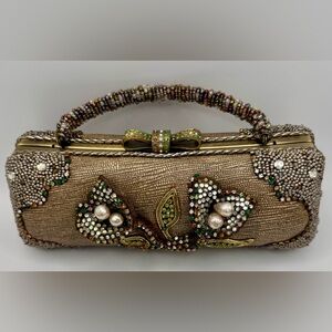 Mary Frances Gold and Brown Beaded Clutch